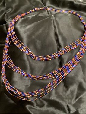 Multistrand Layered Seed/Glass  Bead Necklace Carnival Celebrating VTG